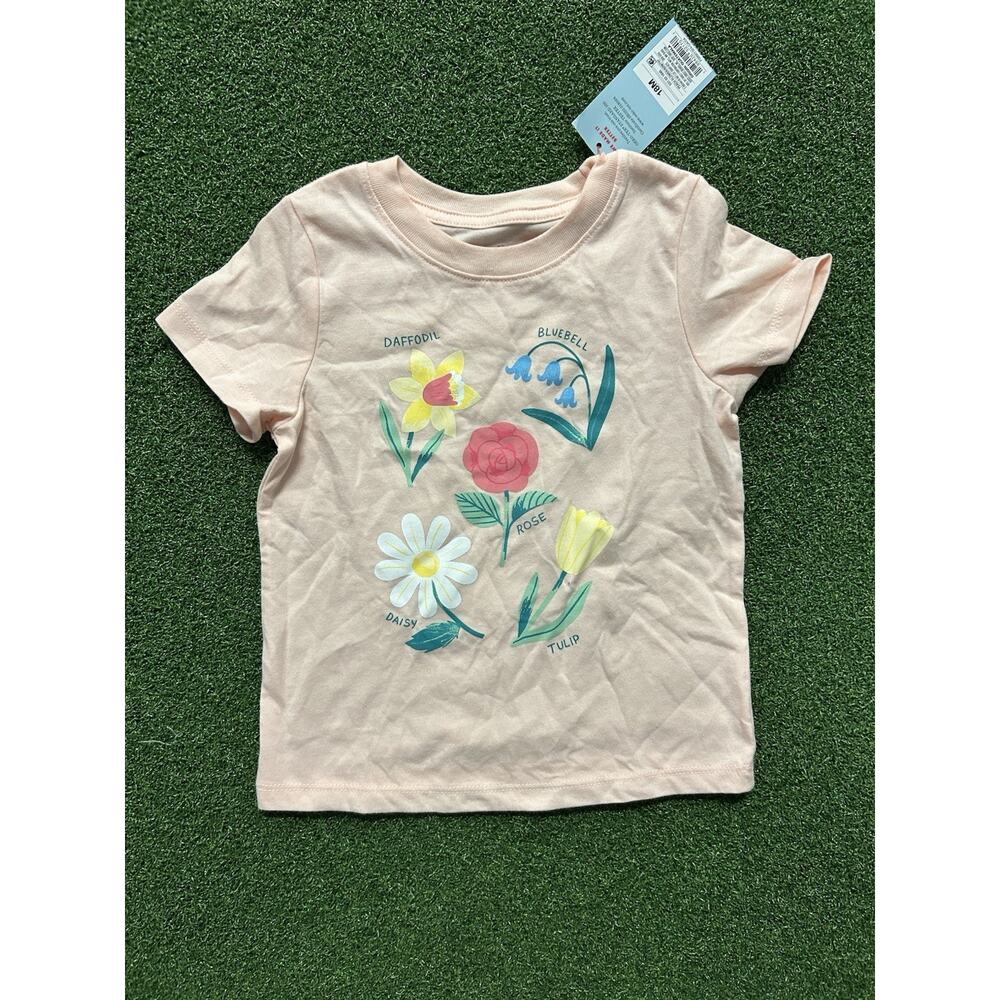 Cat & Jack Peach Flower Shirt Girls Size 18 M